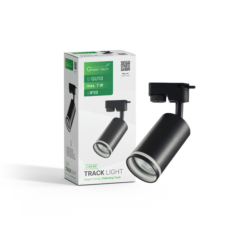 GREEN TECH Šinska svjetiljka Green Tech, GU10, IP20, crna - L194-BK