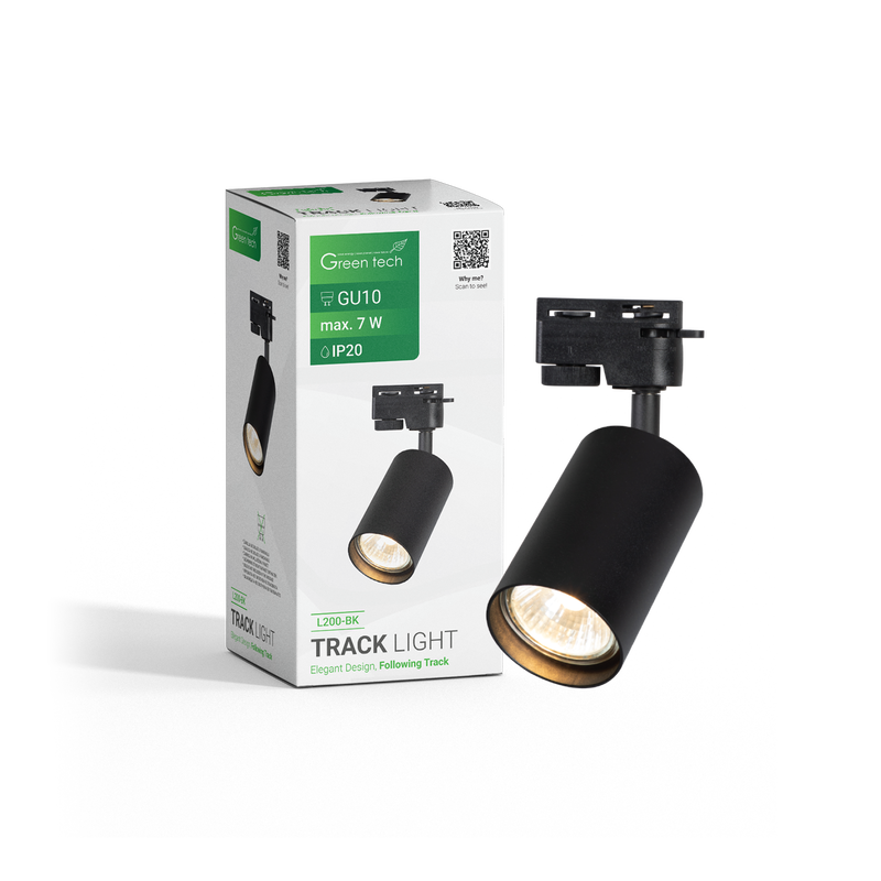 GREEN TECH Šinska svjetiljka Green Tech, GU10, IP20, crna - L200-BK