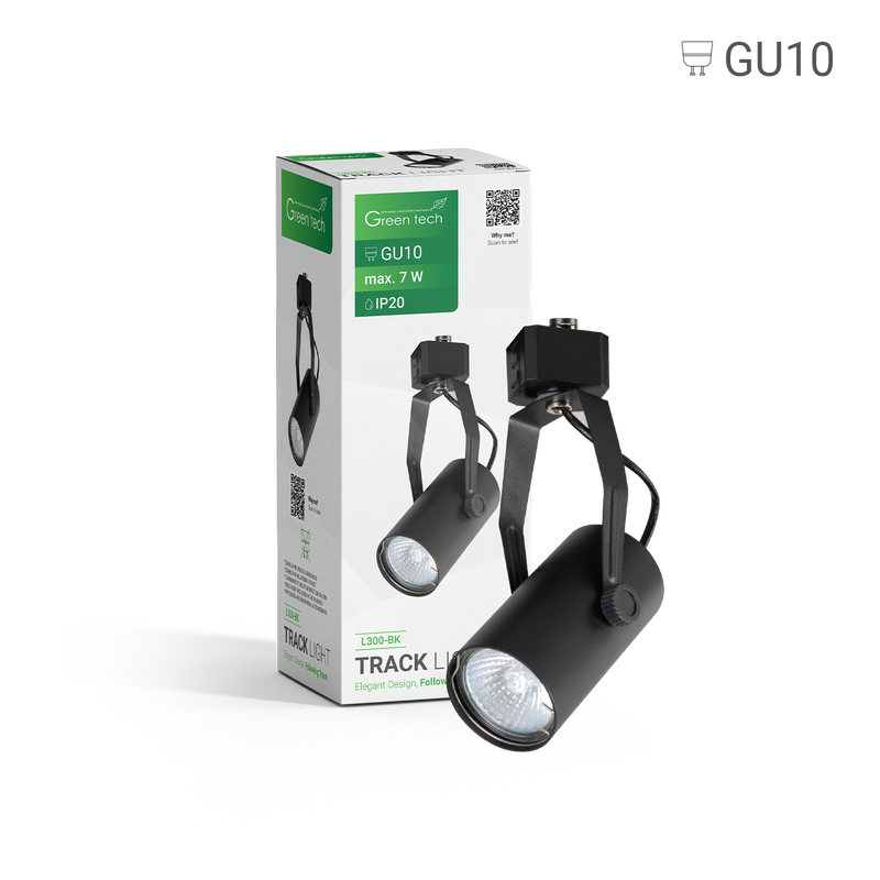 GREEN TECH Šinska svjetiljka Green Tech, GU10, IP20, crna - L300-BK