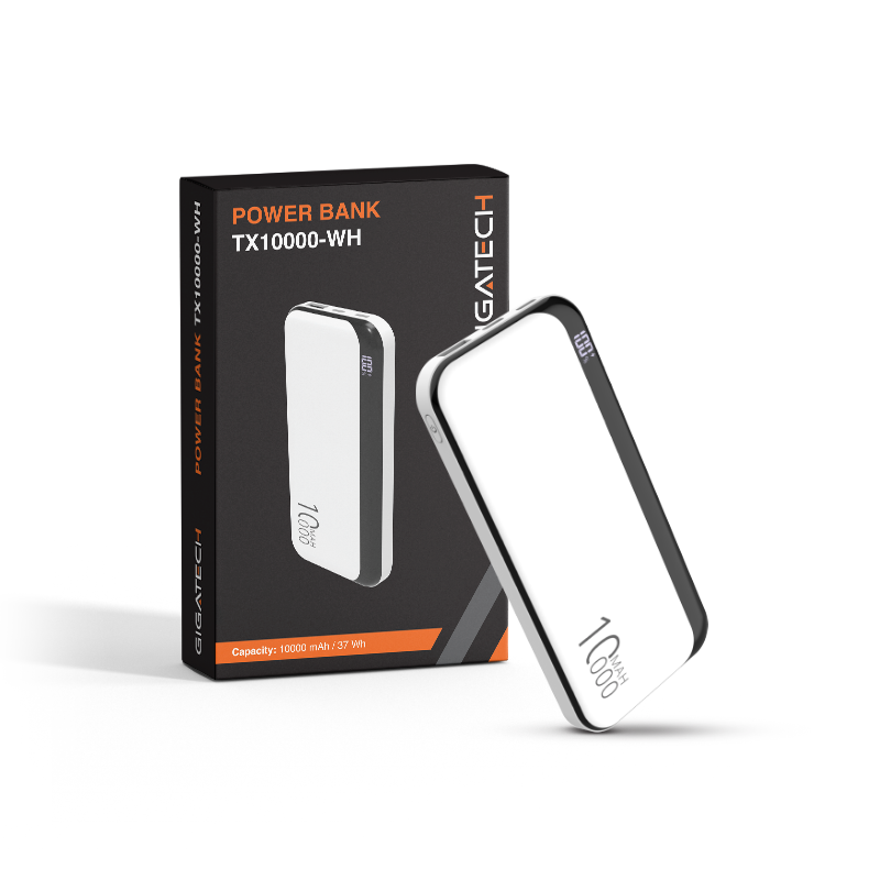 GIGATECH Power bank Gigatech 10000 mAh, USB i C izlazi, bijeli - TX10000-WH