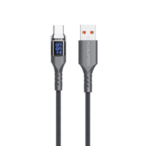 GIGATECH USB na C kabel Gigatech XB805 1m, s LED display-om, sivi