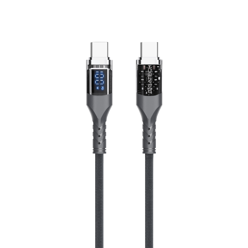 GIGATECH C na C kabel Gigatech XB810 1m, 100W, s LED display-om, sivi