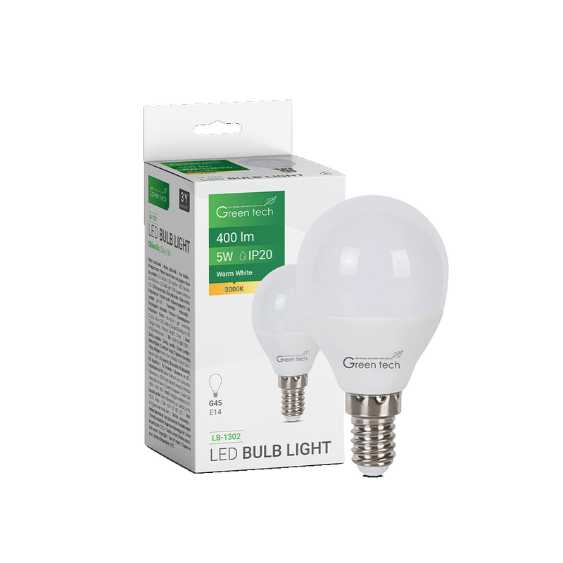 GREEN TECH LED žarulja Green Tech 5W, 3000K, E14, G45, IP20, Sanan chip - LB-1301