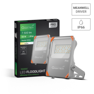 GREEN TECH Premium LED reflektor Green Tech, 50W, 150 lm/W, 4200K, IP66, Meanwell XLG - PREMIUM50