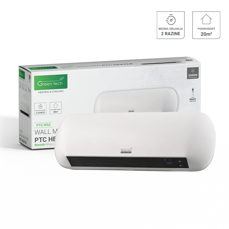 GREEN TECH Zidna PTC grijalica Green Tech 2000W, s timerom, električna - PTC-W52