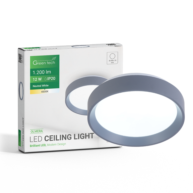 GREEN TECH LED plafonjera Green Tech, 12W, 4000K, IP20, plava, promjer 25,8 - OLMERA