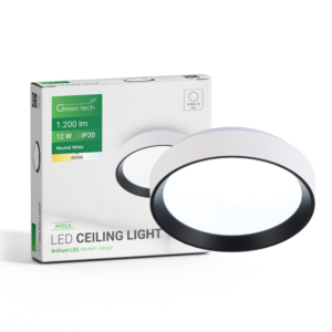 GREEN TECH LED plafonjera Green Tech, 12W, 4000K, IP20, bijela + crna, promjer 25,8 cm - AVELA