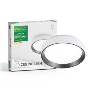 GREEN TECH LED plafonjera Green Tech, 12W, 4000K, IP20, bijela + antracit, promjer 25,8 cm - LUVIA