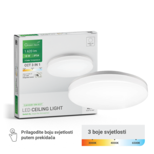 GREEN TECH LED plafonjera Green Tech 18W, 3CCT, IP54, bijela, promjer 28 cm - CLW-032R-18W-3CC