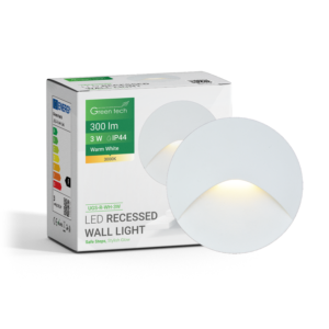 GREEN TECH LED ugradna zidna svjetiljka Green Tech 3W, 3000K IP44, bijela - UGS-R-WH-3W