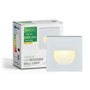 GREEN TECH LED ugradna zidna svjetiljka Green Tech 1,5W, 3000K IP20, bijela - UGS-S-WH-1,5W