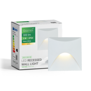 GREEN TECH LED ugradna zidna svjetiljka Green Tech 3W, 3000K IP44, bijela - UGS-S-WH-3W