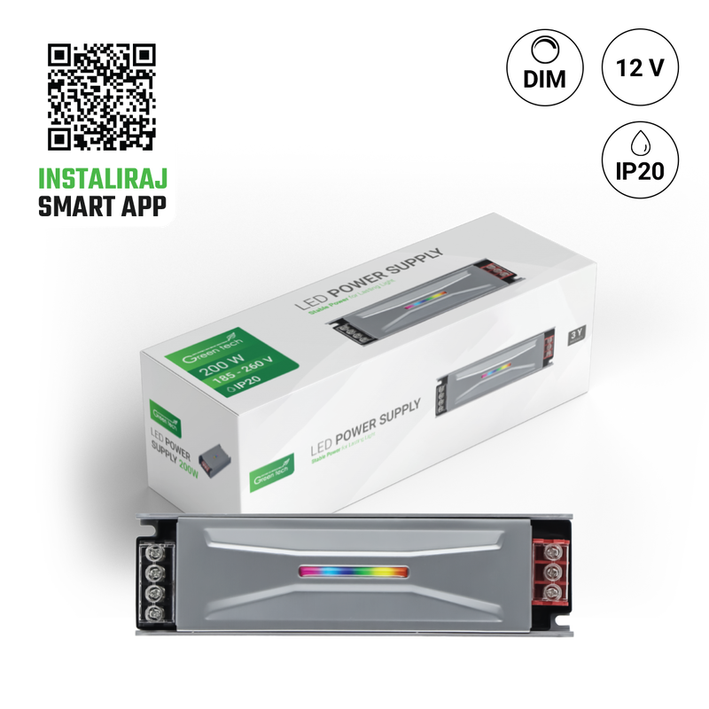 GREEN TECH LED napajanje+ Kontroler Green Tech SMART 200W, 12V, IP20 - PS-SMART12V-200W