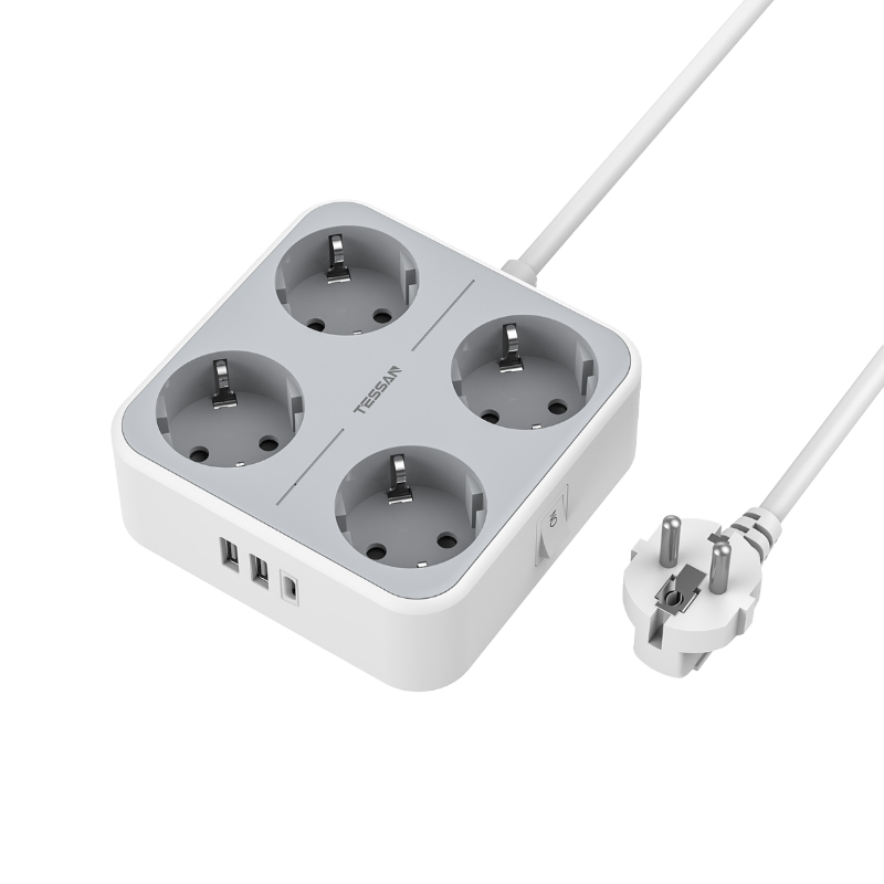 Tessan Produžni kabel Tessan TS-302-C, 4x AC, 2x USB-A, 1x USB-C, 2m, 15W