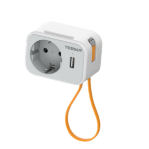 Tessan Zidna utičnica Tessan TS-332, 1x AC, 1x USB-C sa kabelom od 20cm, 15W
