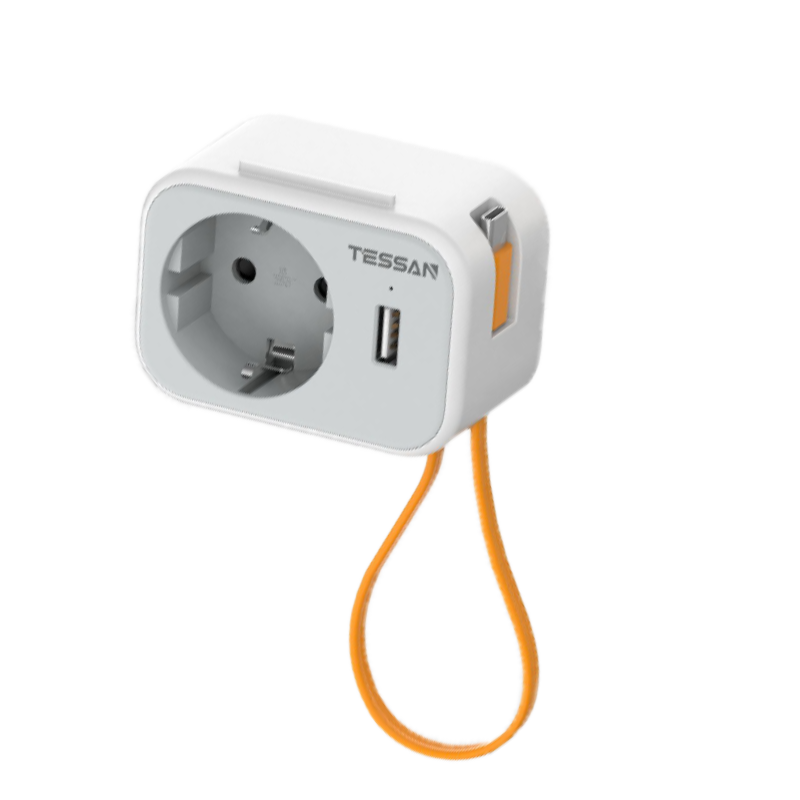 Tessan Zidna utičnica Tessan TS-332, 1x AC, 1x USB-C sa kabelom od 20cm, 15W
