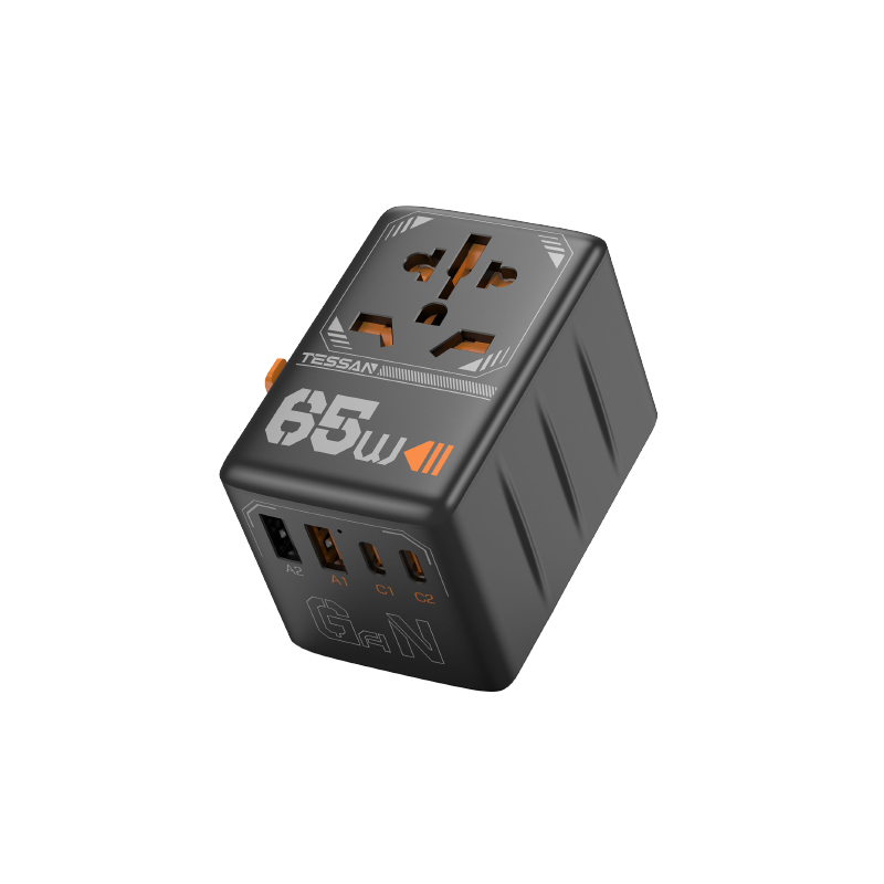 Tessan Putni adapter Tessan TS-WTA03, 2x USB-A, 2x USB-C, PD 65W, univerzalni, crni