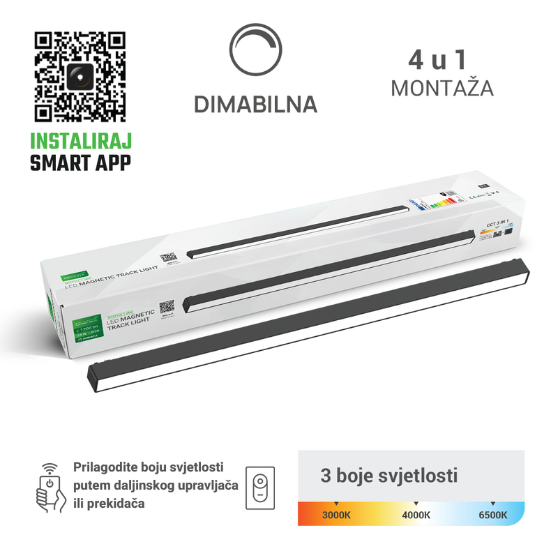GREEN TECH LED magnetna svjetiljka Green Tech "MYSTYLE" 24W, 3CCT, Dim./ Smart Lamp APP - MYSTYLE-1-24W