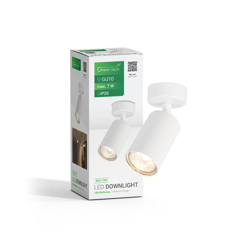GREEN TECH Reflektor nadgradni Green Tech, bijela boja, grlo GU10 - B031-WH