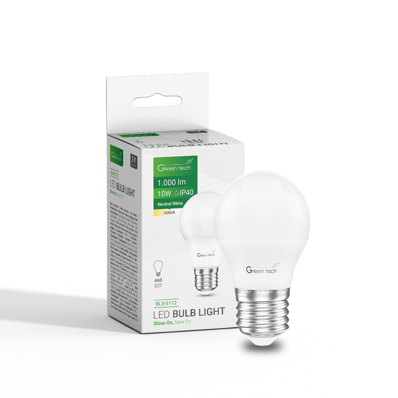 GREEN TECH LED žarulja Green Tech 10W, 4000K, E27, A60, Flux: 1000 lm, IP40, Epistar chip - BLX-6112