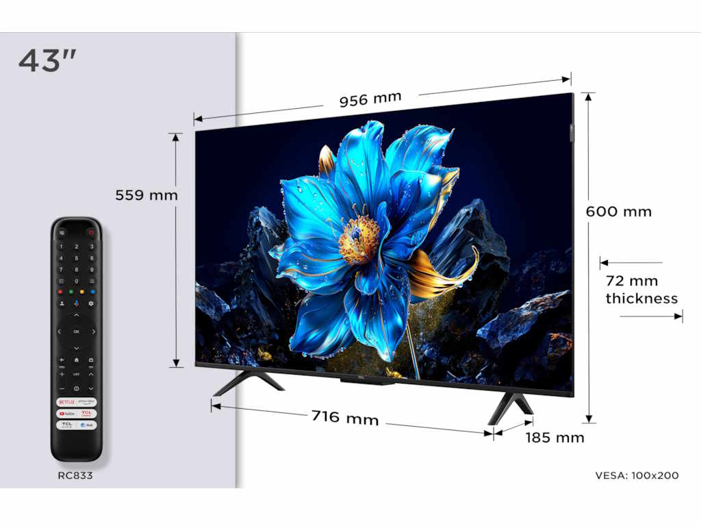 TCL 43"P7K 4K QLED TV 60HzGoogle TV; HDR multi-format;HVA Panel; Game Master; Dolby Atmos; - Image 3