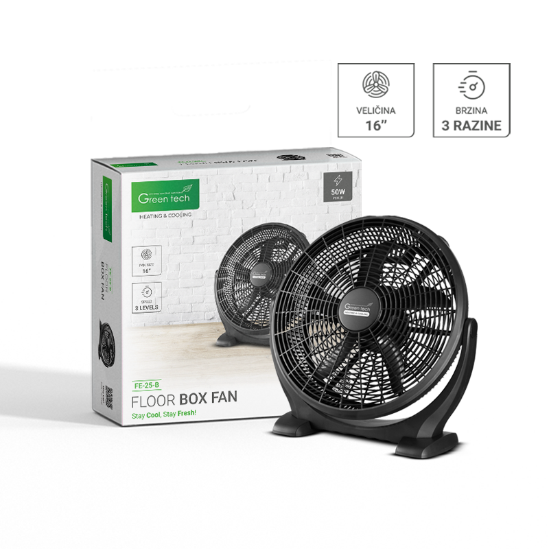 GREEN TECH Ventilator podni Green Tech 50W, 16", crna boja - FE-25-B