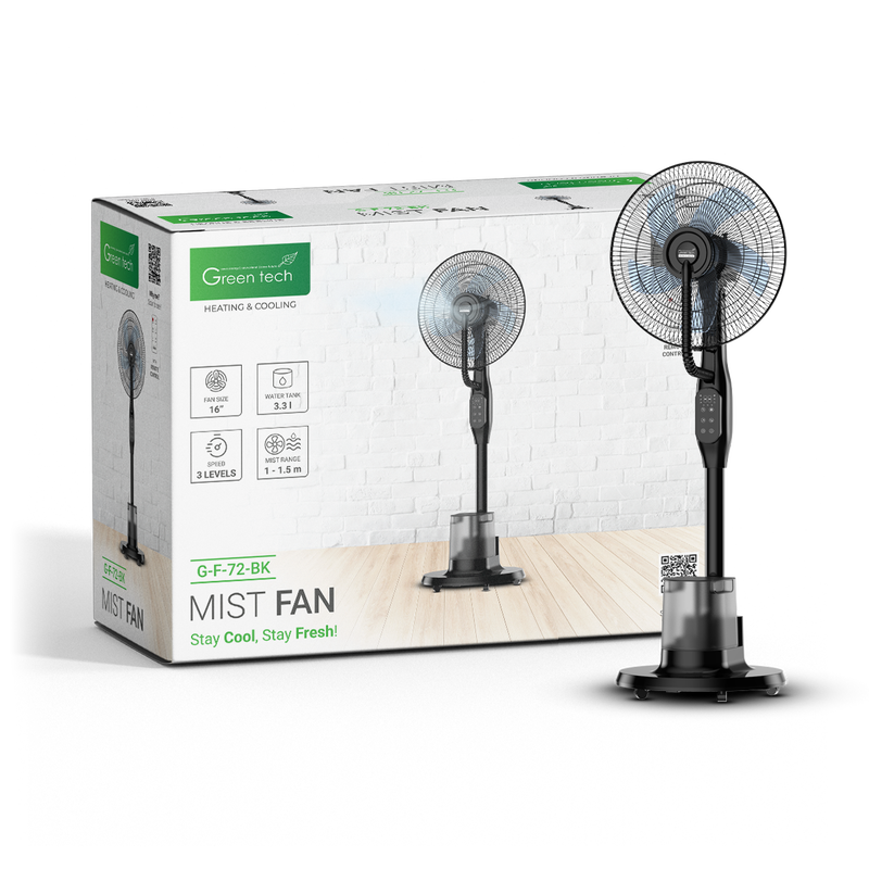 GREEN TECH Ventilator s maglicom Green Tech 90W, 16", 3.3 L, s timerom, crna boja - G-F-72-BK