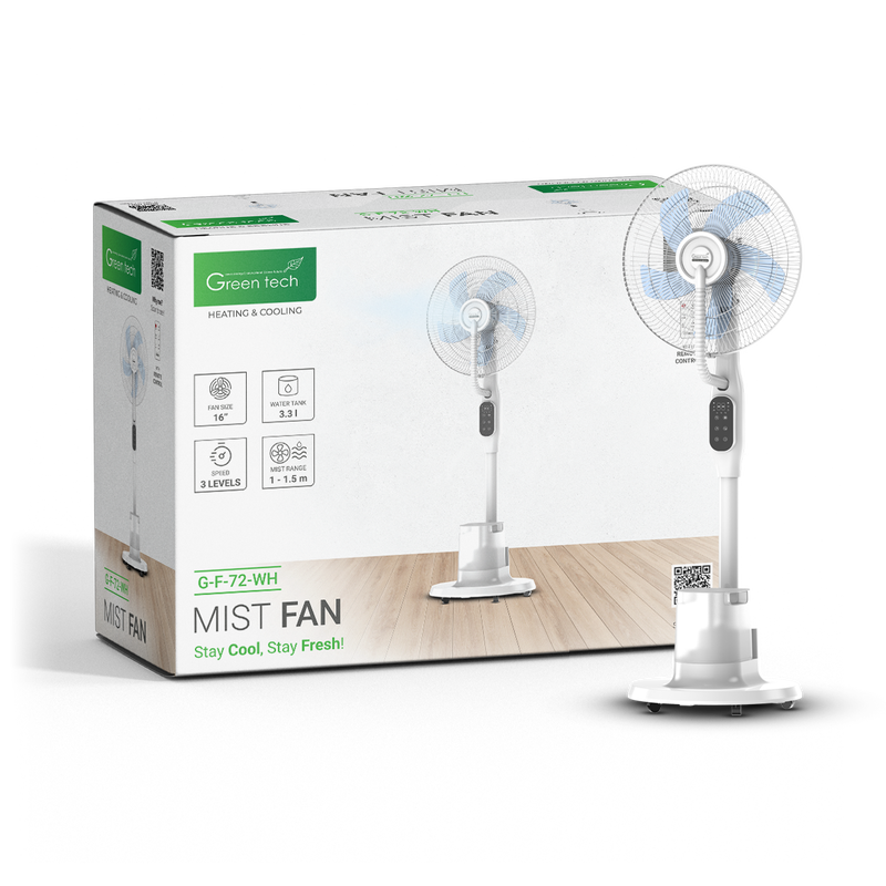 GREEN TECH Ventilator s maglicom Green Tech 90W, 16", 3.3 L, s timerom, bijela boja - G-F-72-WH