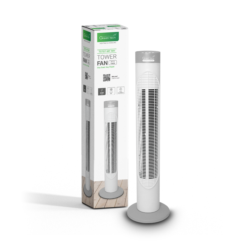 GREEN TECH Ventilator stupni Green Tech 45W, 32", bijela boja - TST07-MF-WH