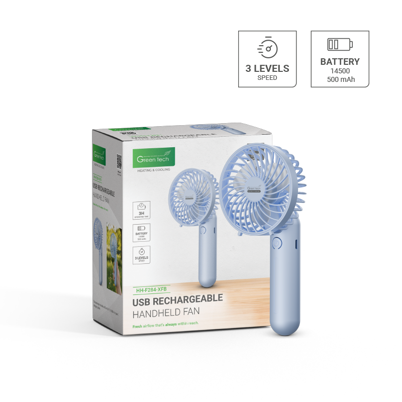 GREEN TECH Prijenosni ventilator Green Tech, 1.1W, plavi, sa USB punjenjem - HH-F284-XFB