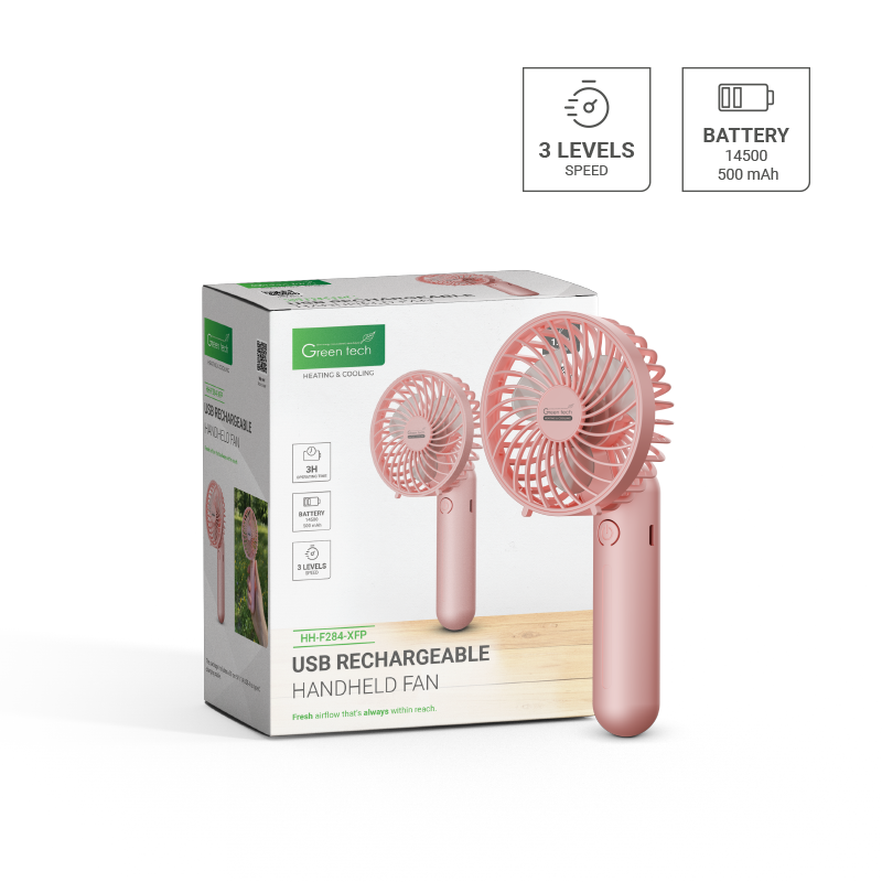 GREEN TECH Prijenosni ventilator Green Tech, 1.1W, pink, sa USB punjenjem - HH-F284-XFP