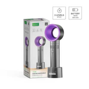 GREEN TECH Prijenosni ventilator Green Tech, 1.9W, crni + ljubičasti, sa USB punjenjem - HH-F36BP