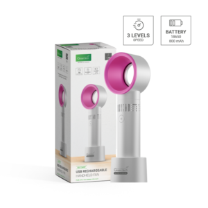 GREEN TECH Prijenosni ventilator Green Tech, 1.9W, bijeli + pink, sa USB punjenjem - HH-F36WP