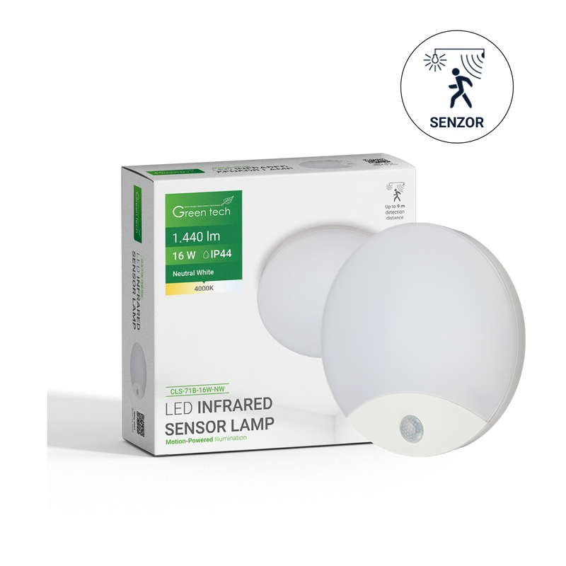 GREEN TECH LED plafonjera sa senzorom Green Tech 16W, 4000K, promjer 25cm - CLS-71B-16W-NW