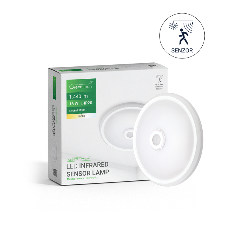 GREEN TECH LED plafonjera sa senzorom Green Tech 16W, 4000K, promjer 29cm - CLS-77B-16W-NW