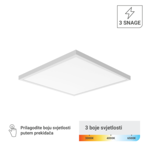 GREEN TECH LED panel NADGRADNI Green Tech 600 x 600 x 38 mm, 48W, 3 CCT, 3 SNAGE, 127lm/W - PLX-SF-6060-48W