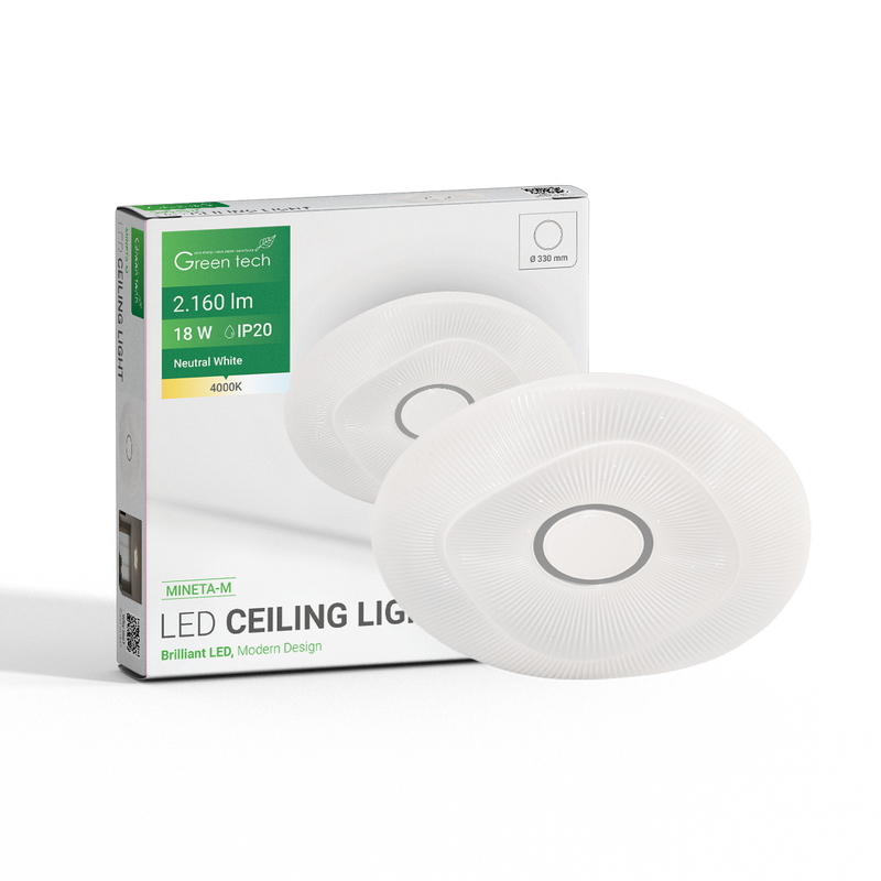 GREEN TECH LED plafonjera Green Tech 18W, 4000K, fi 33cm - MINETA-M