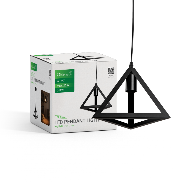 GREEN TECH LED visilica Green Tech E27 x 1 kom, crna boja - PL-2522