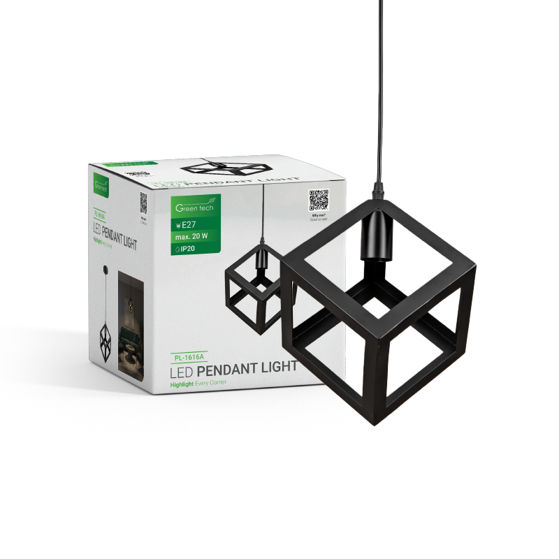 GREEN TECH LED visilica Green Tech E27 x 1 kom, crna boja - PL-1616A