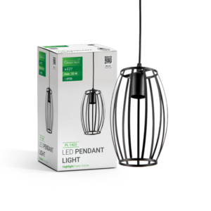 GREEN TECH LED visilica Green Tech E27 x 1 kom, crna boja - PL-1423