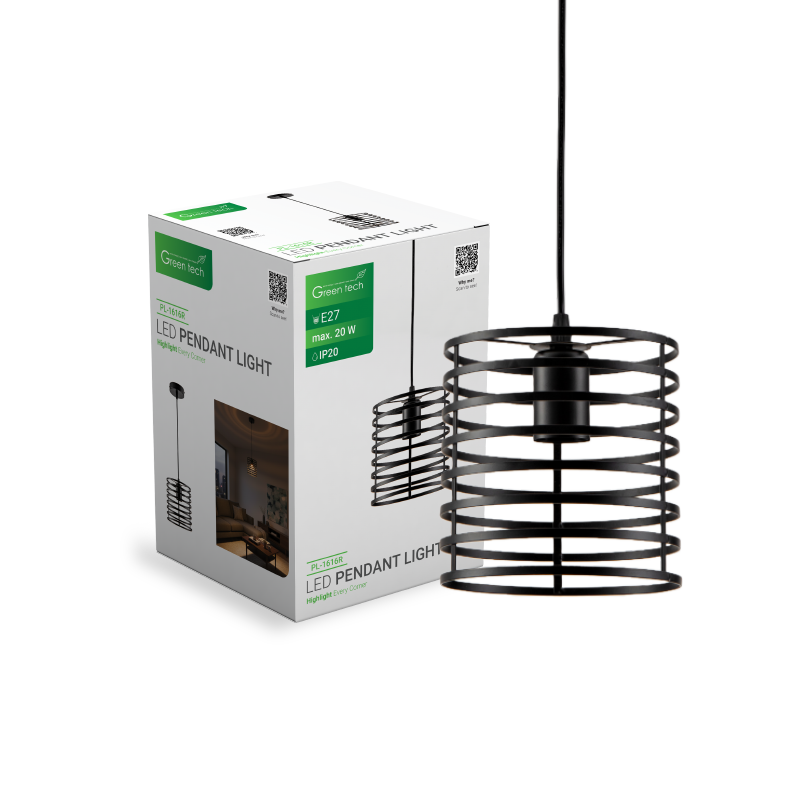 GREEN TECH LED visilica Green Tech E27 x 1 kom, crna boja - PL-1616R