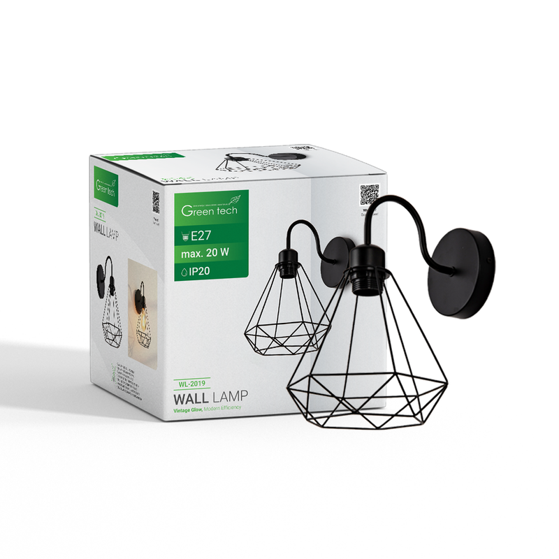 GREEN TECH LED zidna svjetiljka Green Tech E27 x 1 kom, crna boja - WL-2019