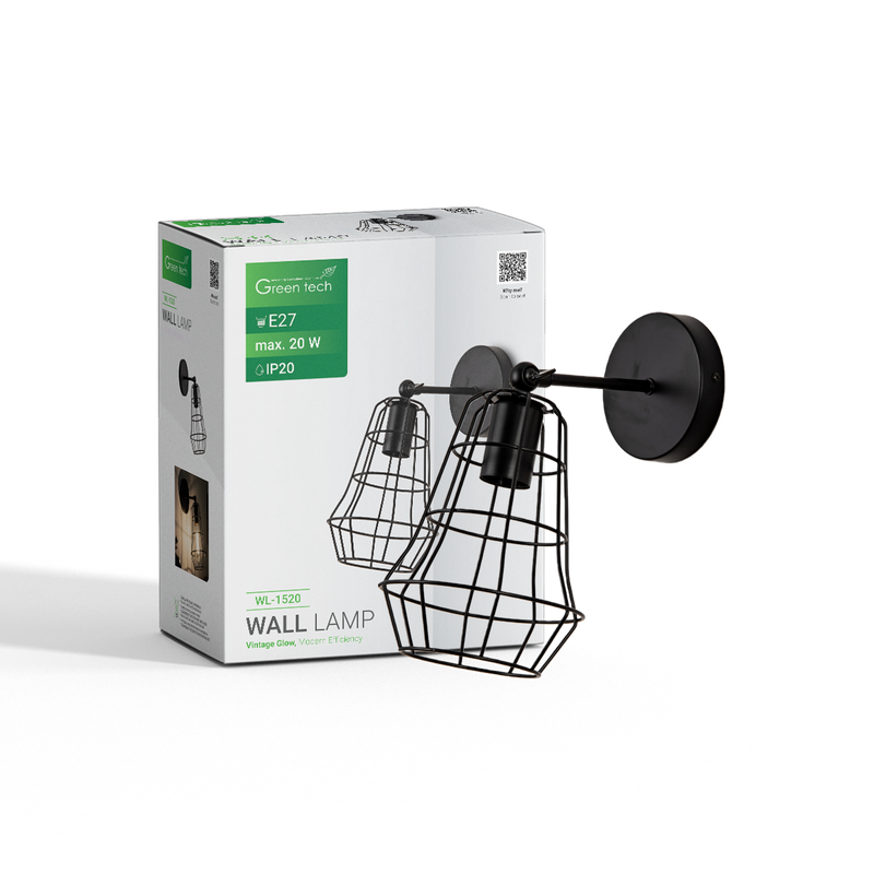 GREEN TECH LED zidna svjetiljka Green Tech E27 x 1 kom, crna boja - WL-1520