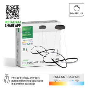 GREEN TECH Smart dekorativna visilica Green Tech 60W, 3CCT, dim, APP + daljinski upravljač - AURALOOP