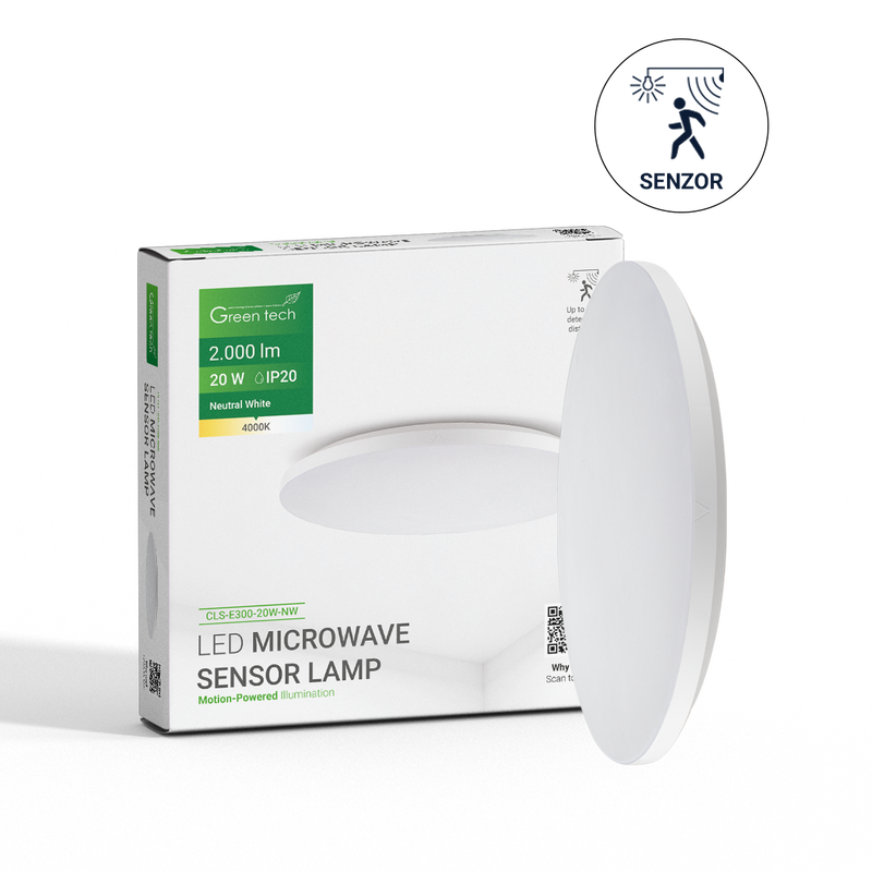 GREEN TECH LED plafonjera sa Microwave senzorom Green Tech 20W, 4000K, promjer 30cm - CLS-E300-20W-NW