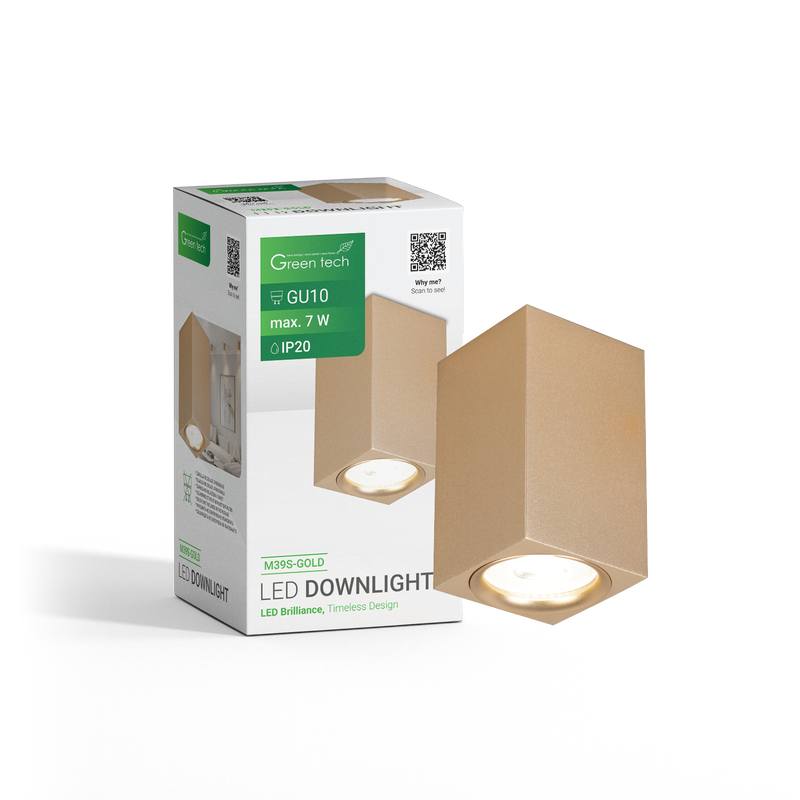 GREEN TECH Nadgradni downlight Green Tech zlatna boja, grlo GU10 - M39S-GOLD