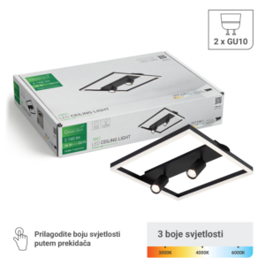 GREEN TECH Stropna dekorativna svjetiljka Green Tech 36W, 3CCT + 2 x SPOT GU10 - CUBO-2