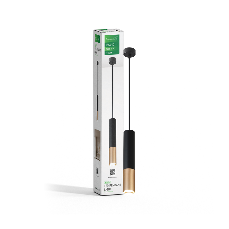 GREEN TECH LED visilica Green Tech, GU10 X 1 kom, crna-zlatna boja - VELORA-1