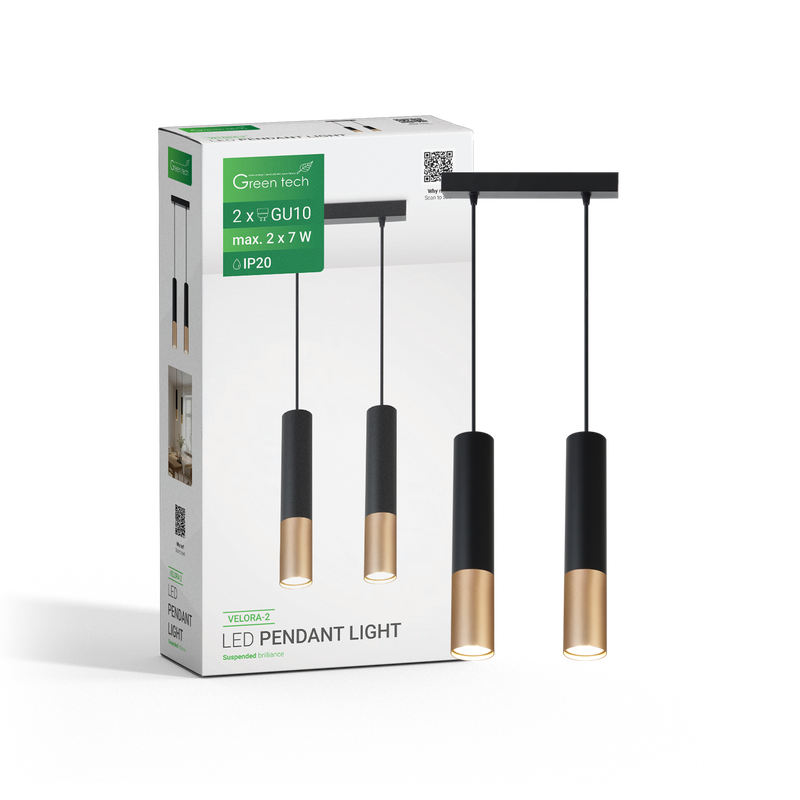 GREEN TECH LED visilica Green Tech, GU10 X 2 kom, crna-zlatna boja - VELORA-2