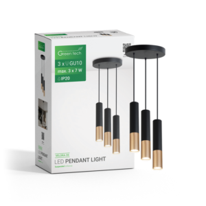 GREEN TECH LED visilica Green Tech, GU10 X 3 kom, crna-zlatna boja - VELORA-3S